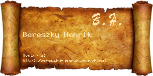 Bereszky Henrik névjegykártya